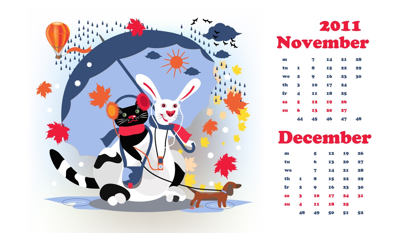Rok 2011 králíka kalendář tapety (2) #20 - 1366x768