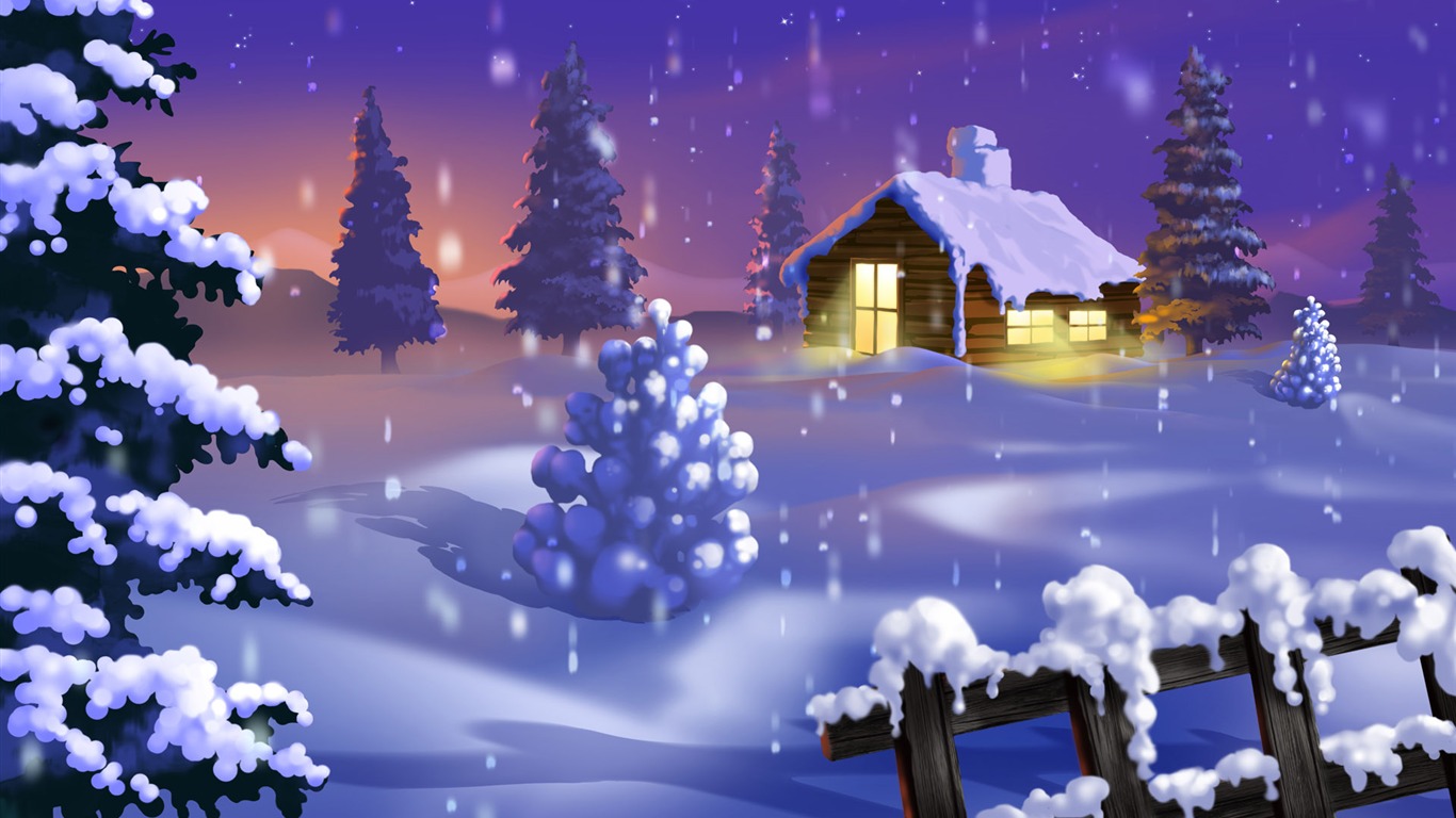 Vector wallpaper winter photo #13 - 1366x768