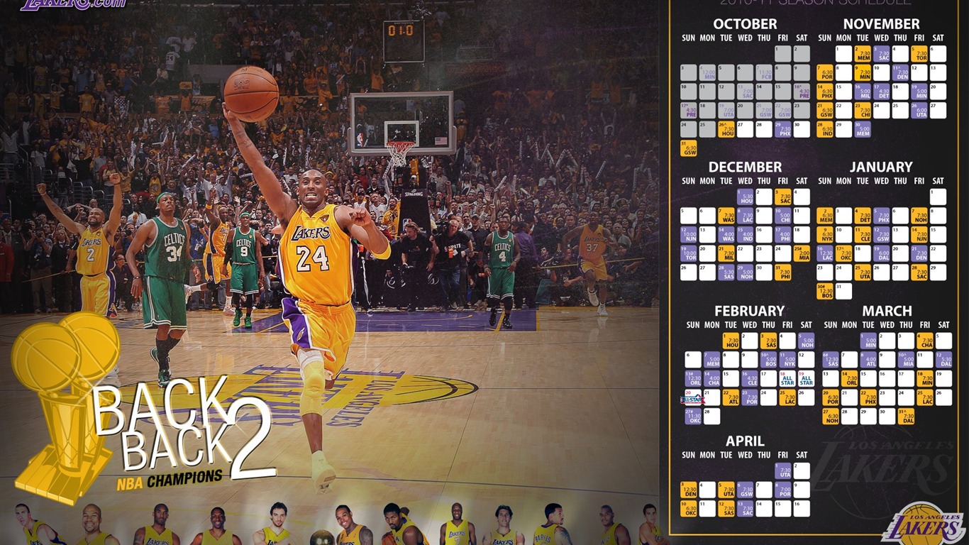 NBA 2010-11 season, the Los Angeles Lakers Wallpapers #15 - 1366x768