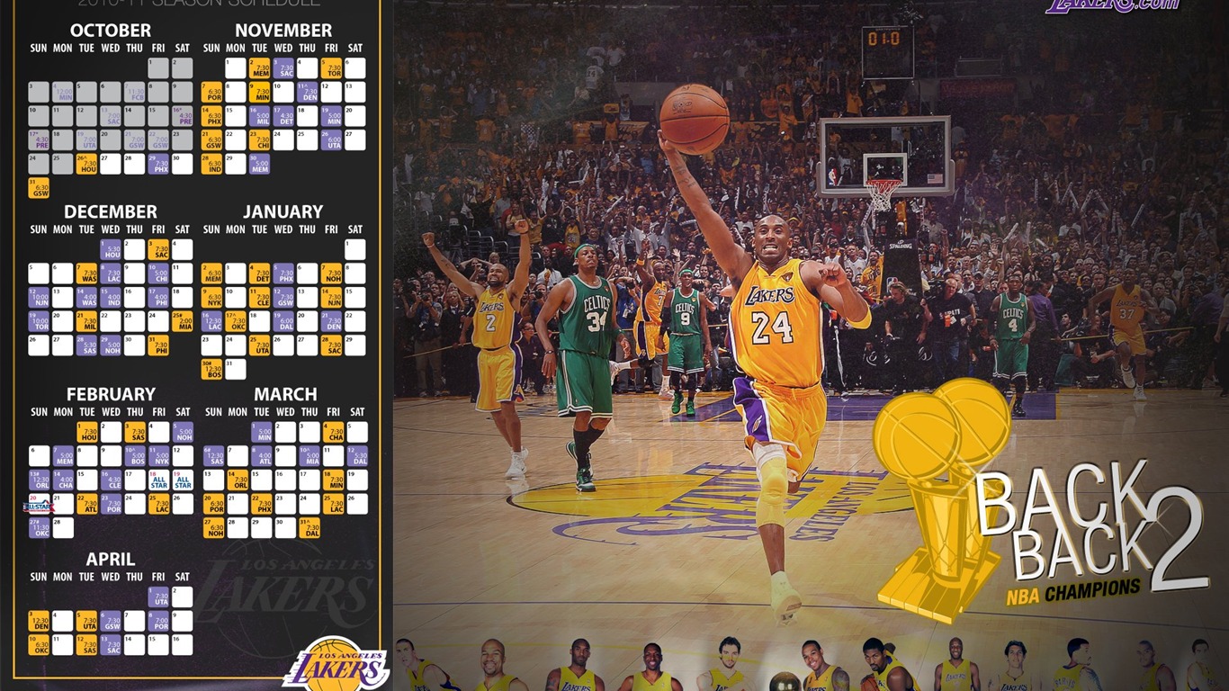 NBA 2010-11 season, the Los Angeles Lakers Wallpapers #16 - 1366x768