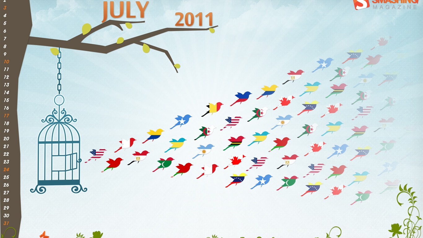 July 2011 Calendar Wallpaper (1) #14 - 1366x768