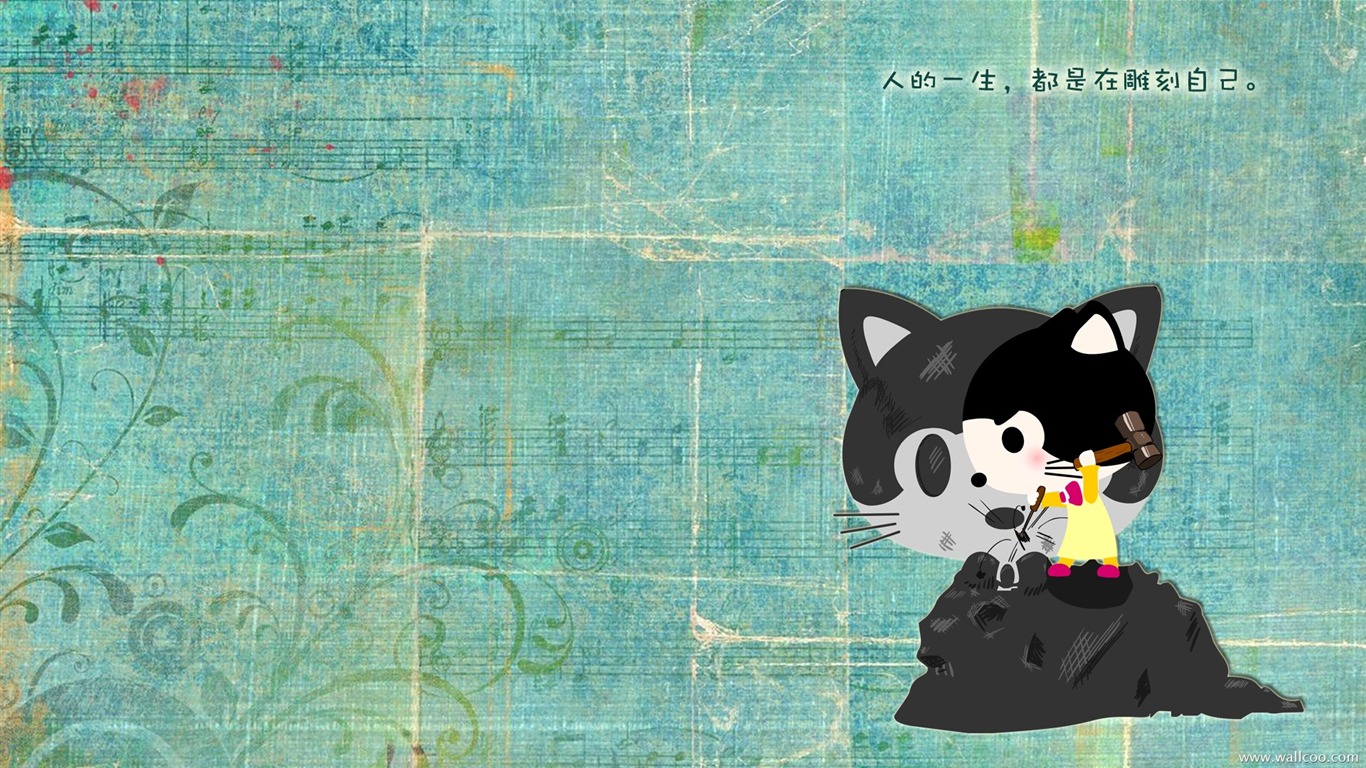 Baby cat cartoon wallpaper (3) #5 - 1366x768