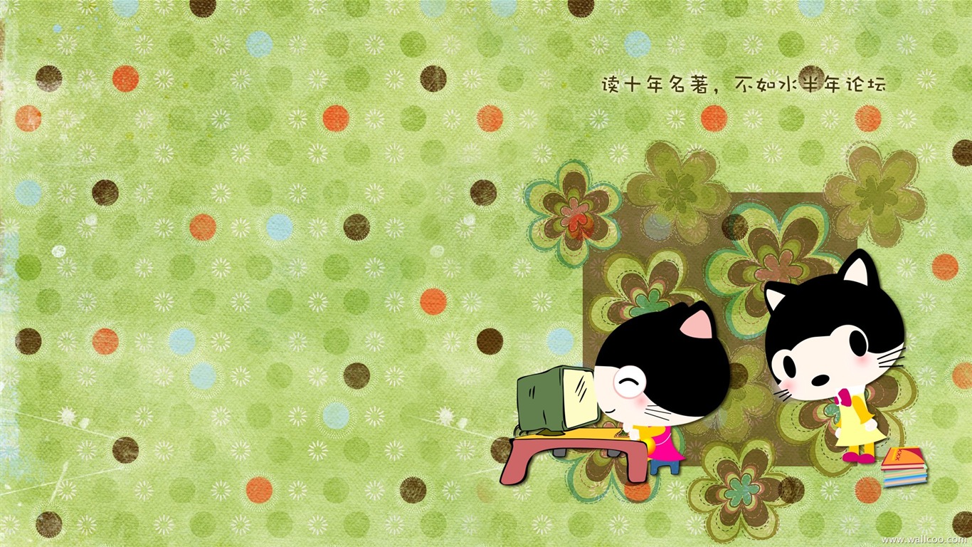 Baby cat cartoon wallpaper (4) #15 - 1366x768