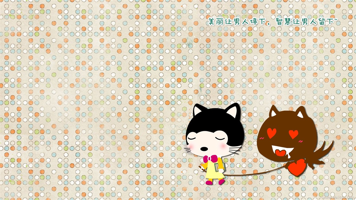 Dětská kočka karikatury tapety (5) #4 - 1366x768