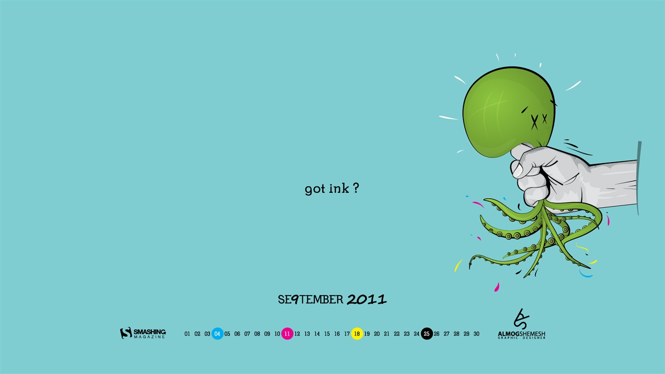 September 2011 Kalender Wallpaper (1) #16 - 1366x768