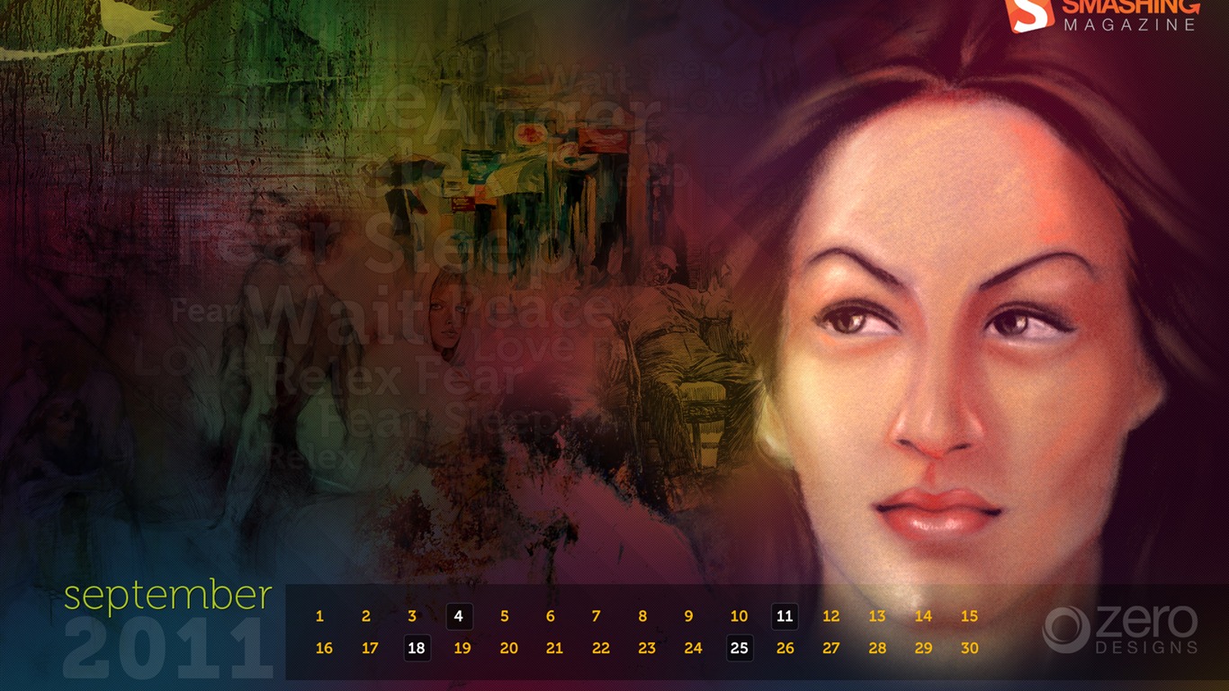 September 2011 Kalender Wallpaper (2) #5 - 1366x768