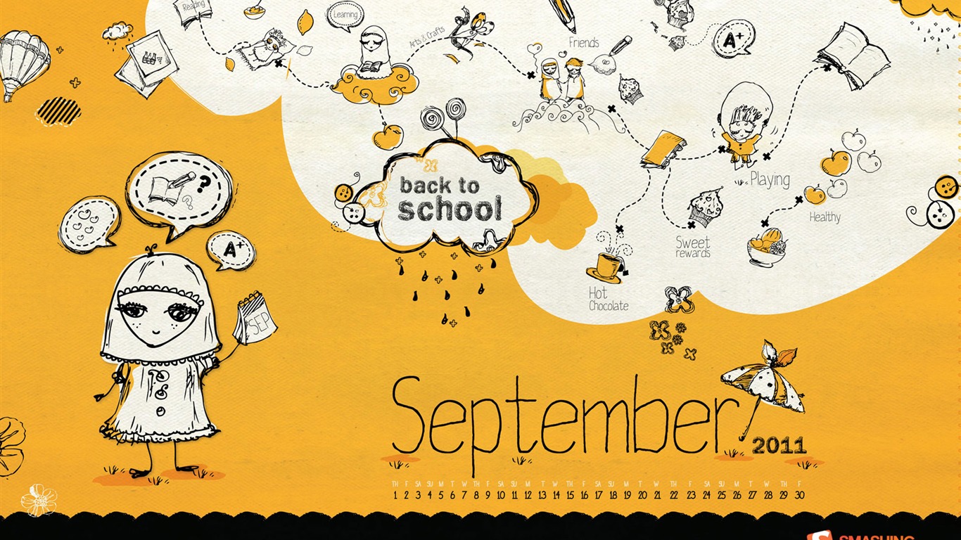 September 2011 Kalender Wallpaper (2) #11 - 1366x768
