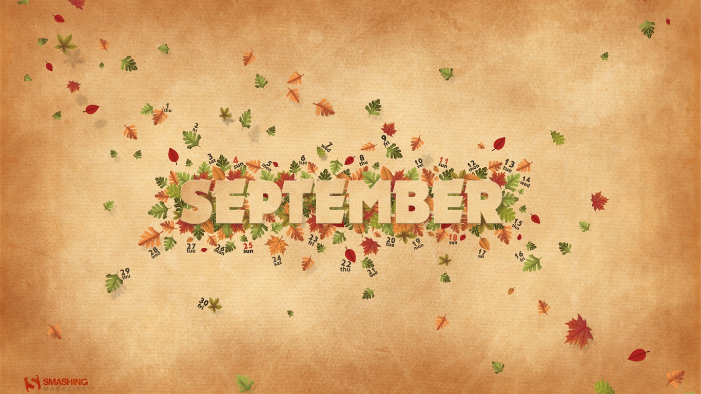 September 2011 Kalender Wallpaper (2) #12 - 1366x768