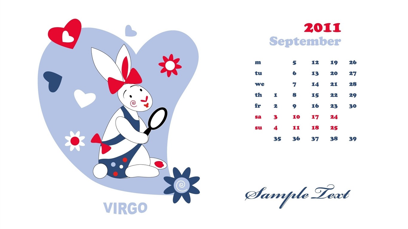 September 2011 Calendar Wallpaper (2) #16 - 1366x768