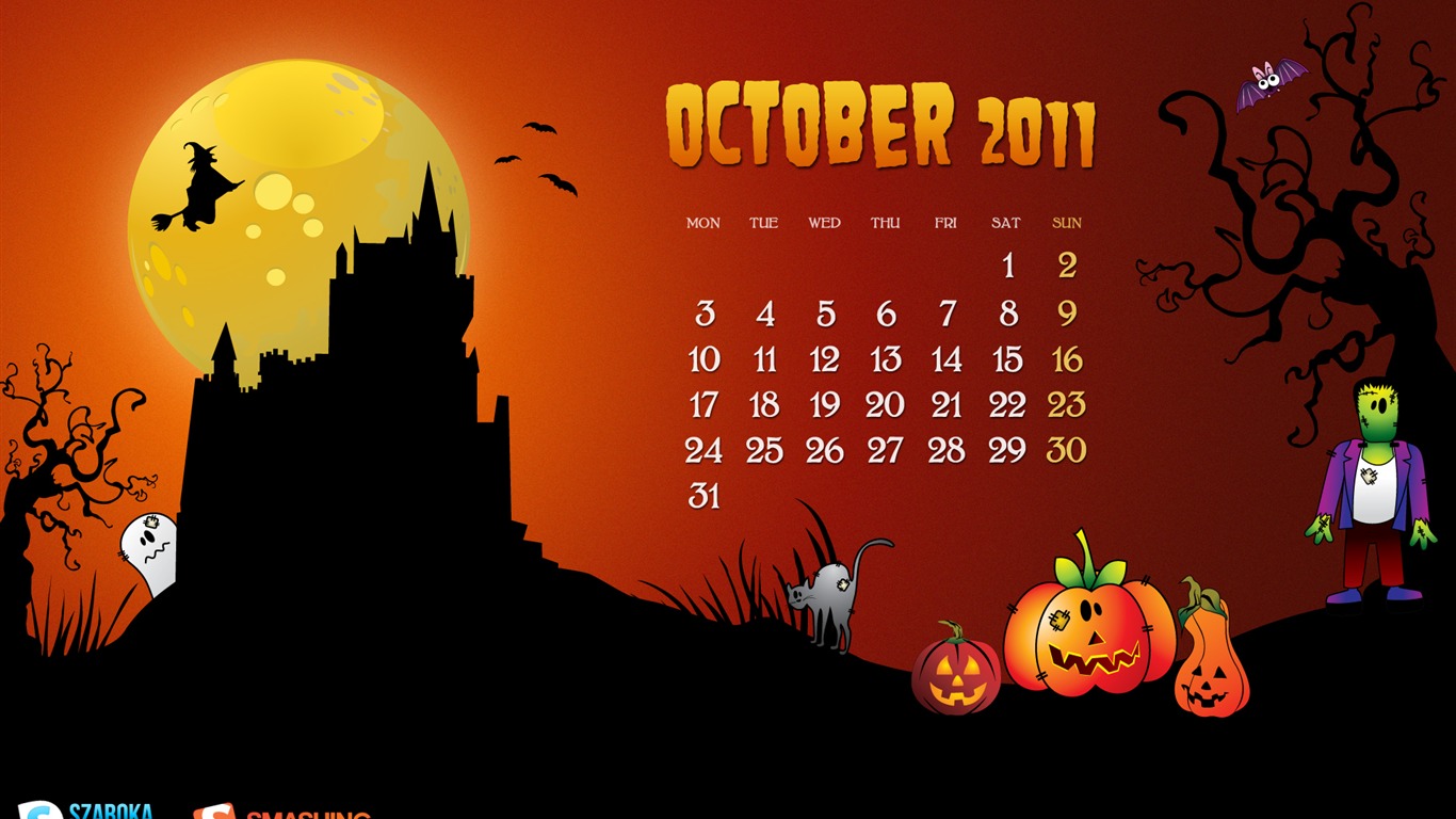 2011년 10월 달력 월페이퍼 (1) #1 - 1366x768
