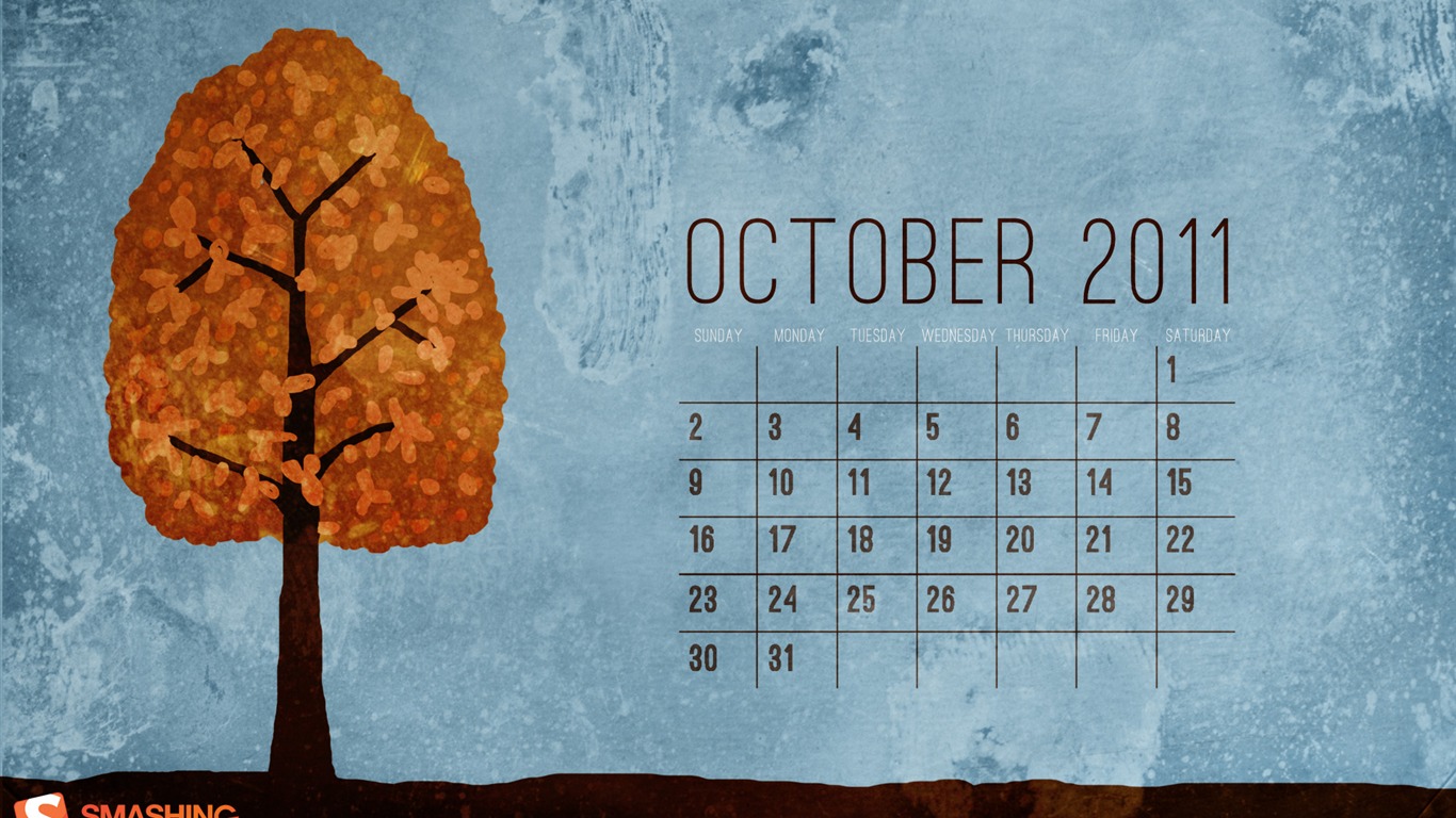 October 2011 Calendar Wallpaper (1) #3 - 1366x768