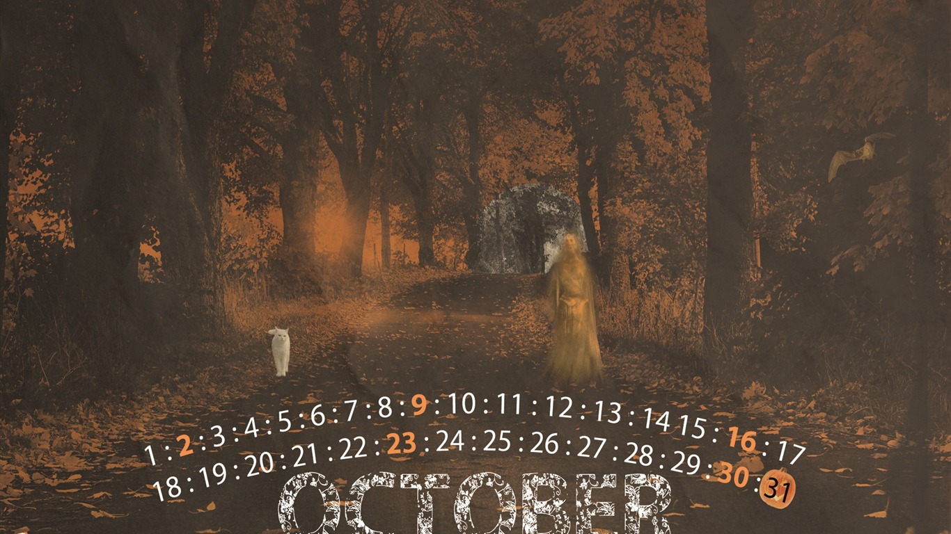 Oktober 2011 Kalender Wallpaper (1) #13 - 1366x768