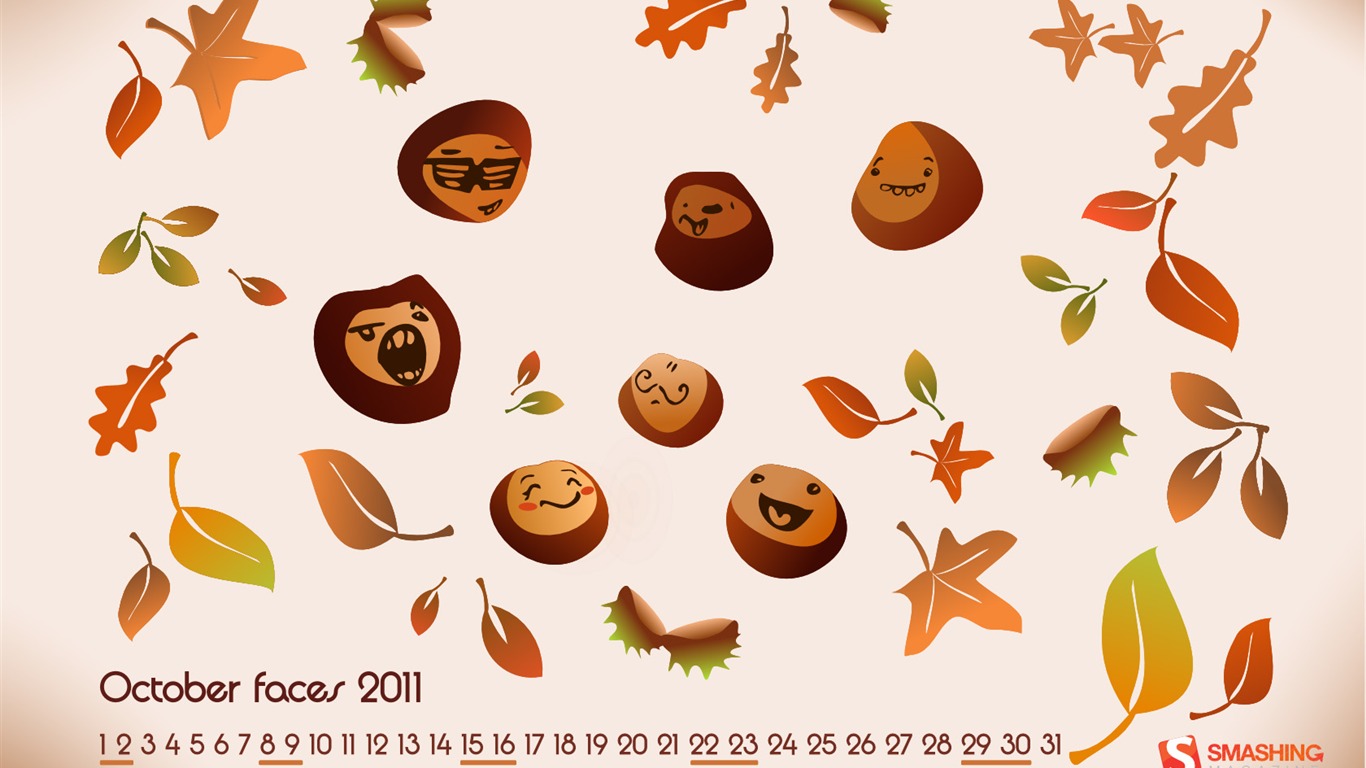 October 2011 Calendar Wallpaper (2) #5 - 1366x768