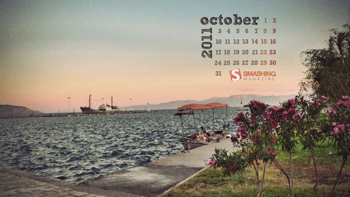 October 2011 Calendar Wallpaper (2) #6 - 1366x768