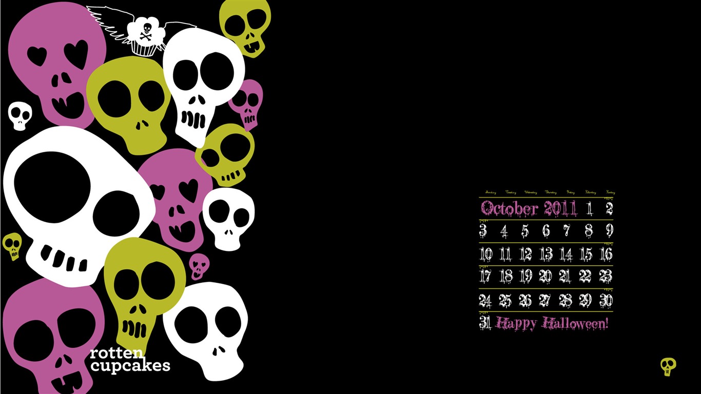 2011年10月カレンダー壁紙（2） #14 - 1366x768