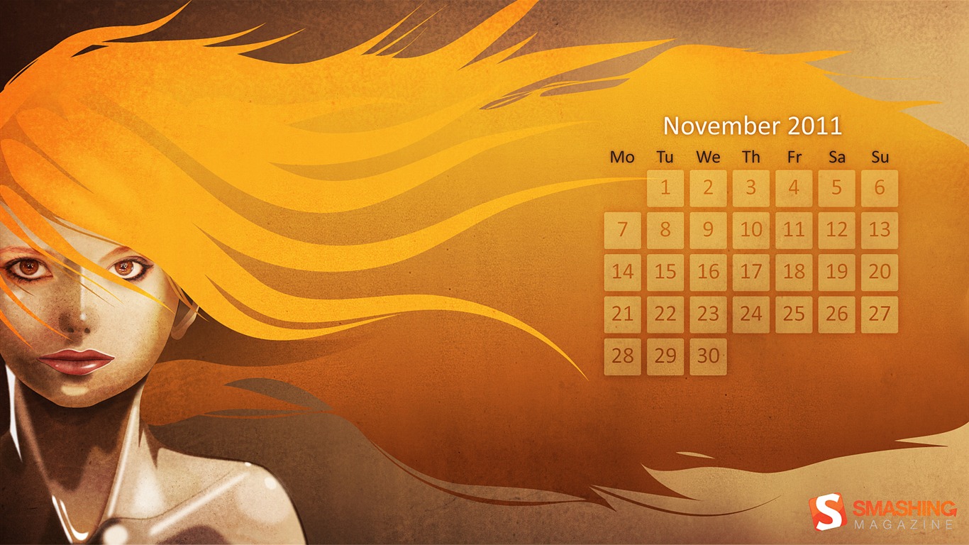 Ноябрь 2011 Календарь обои (1) #6 - 1366x768