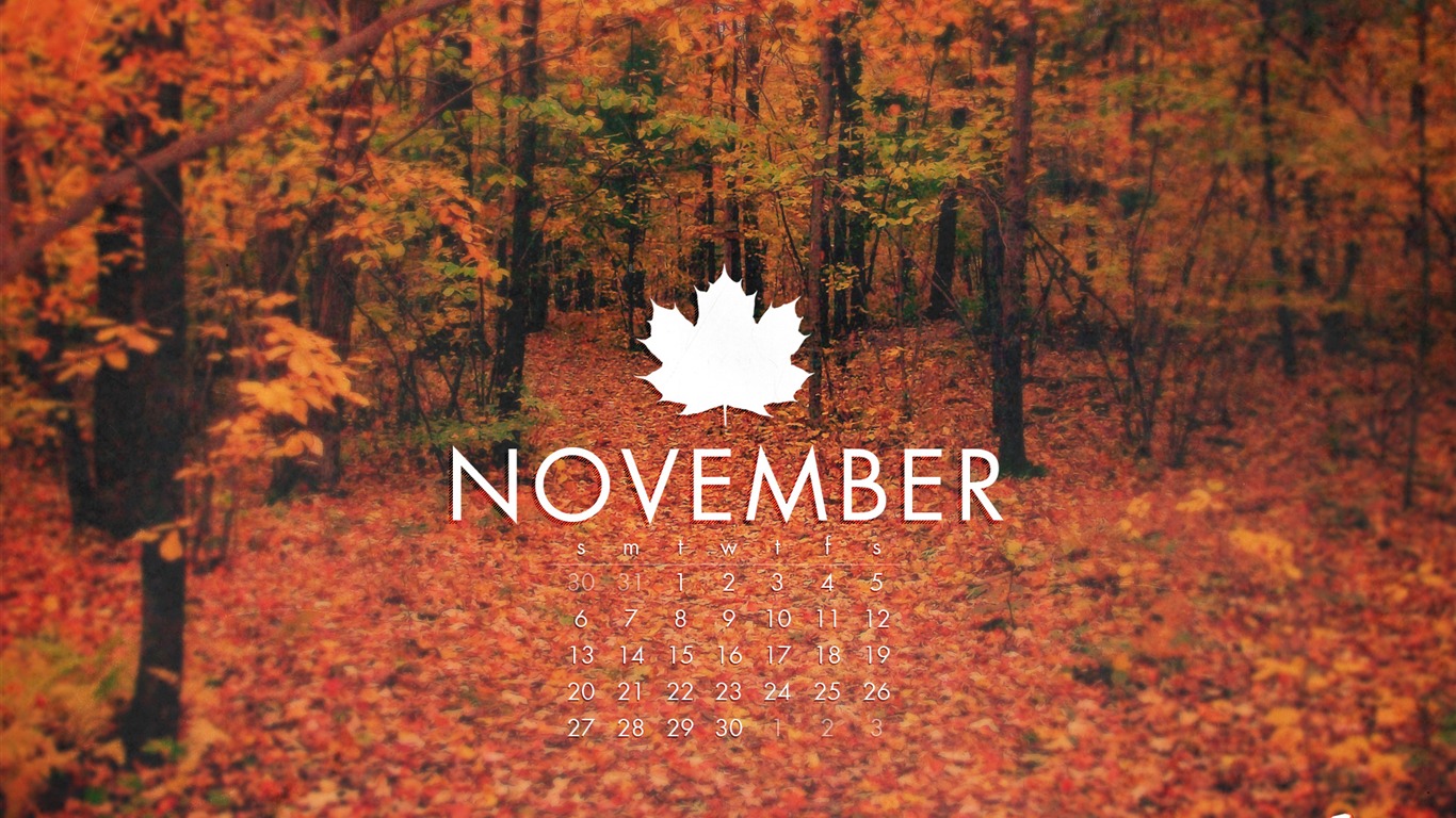 November 2011 Calendar wallpaper (2) #11 - 1366x768