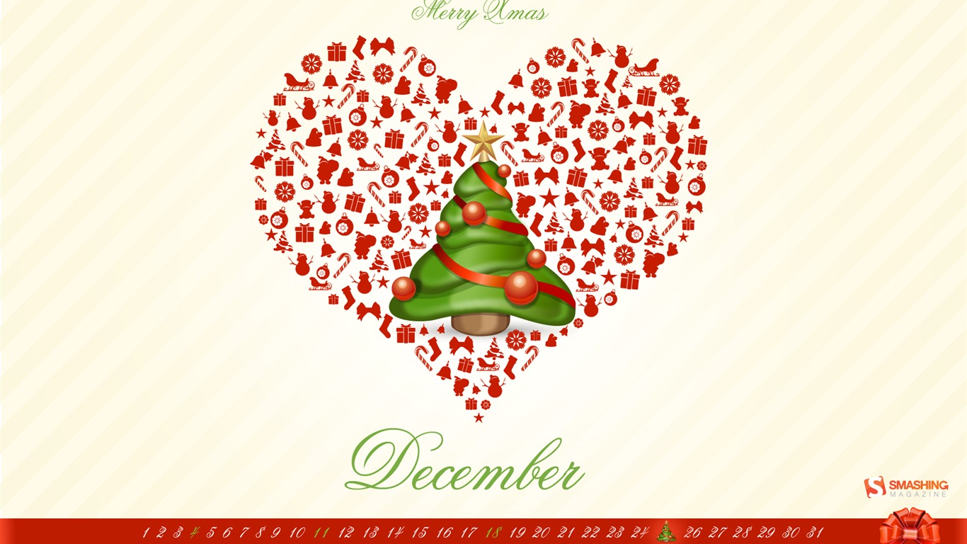 Diciembre 2011 Calendario fondo de pantalla (2) #3 - 1366x768