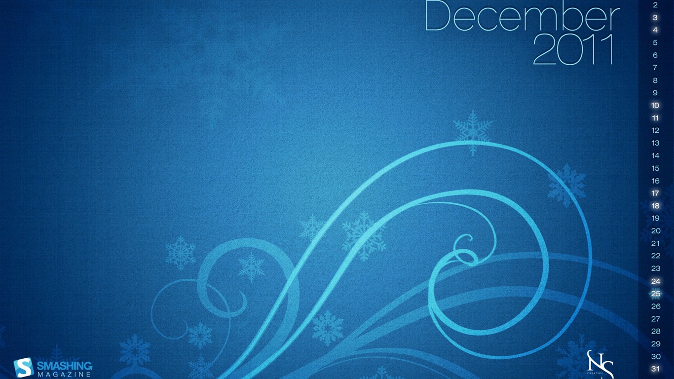 Diciembre 2011 Calendario fondo de pantalla (2) #5 - 1366x768