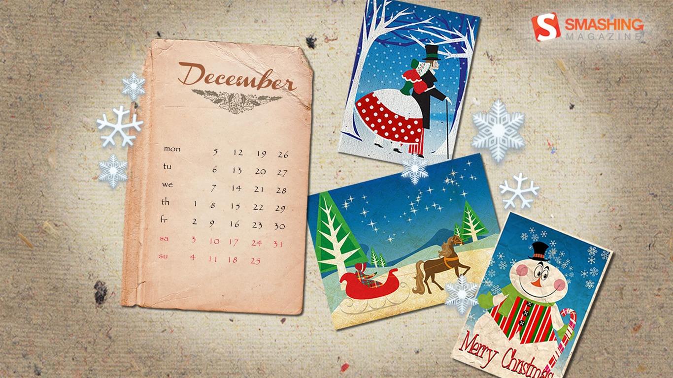 Декабрь 2011 Календарь обои (2) #8 - 1366x768