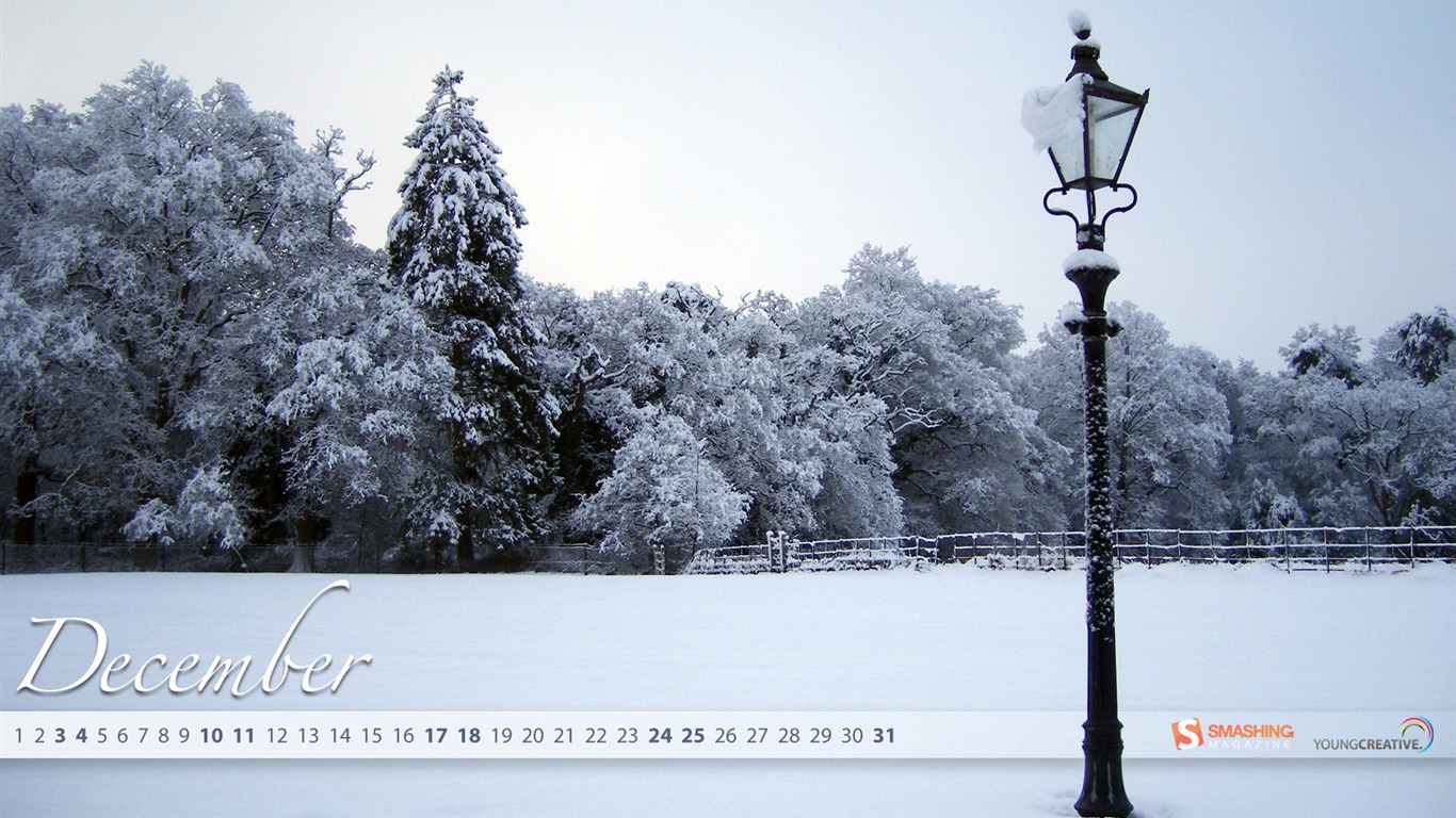 Diciembre 2011 Calendario fondo de pantalla (2) #15 - 1366x768
