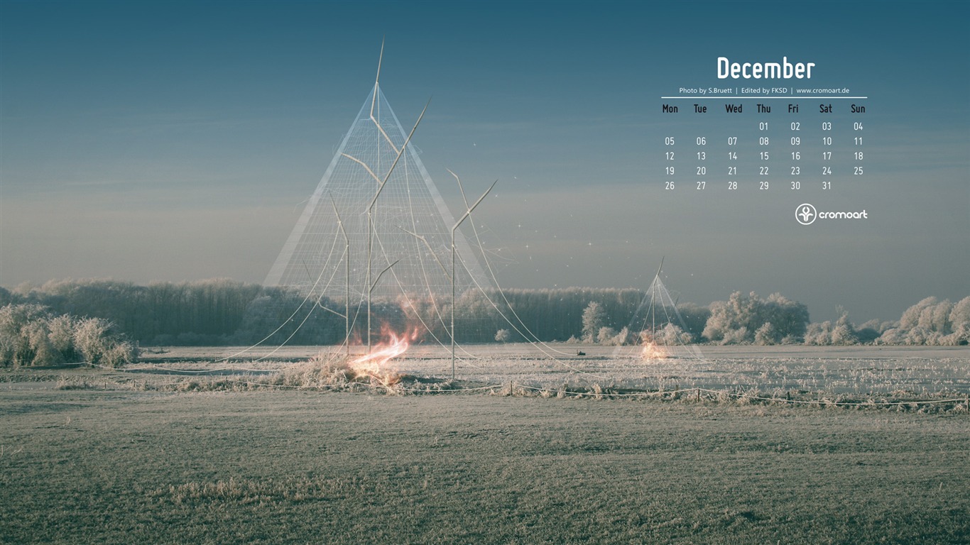 Diciembre 2011 Calendario fondo de pantalla (2) #16 - 1366x768