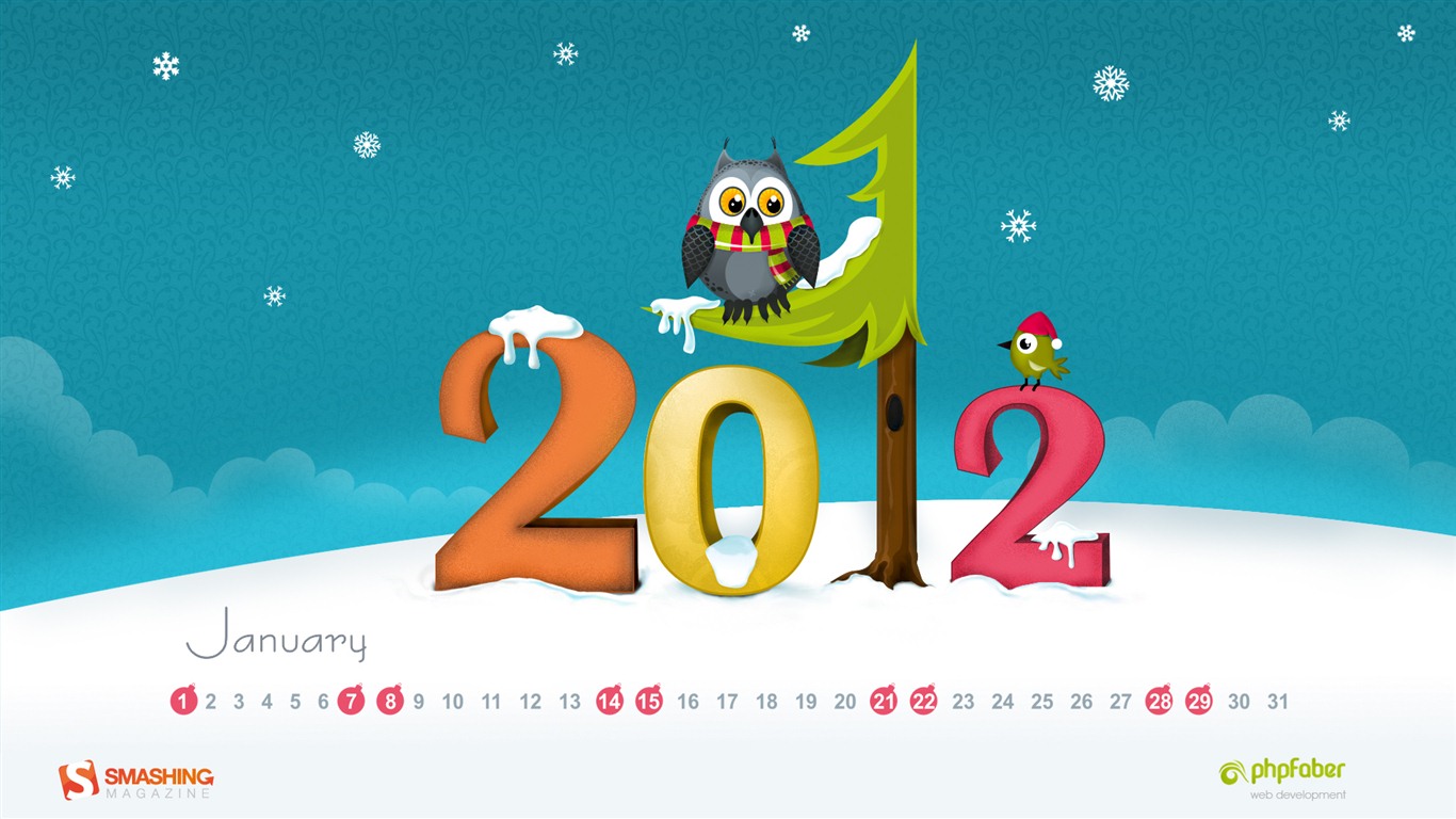 January 2012 Calendar Wallpapers #1 - 1366x768