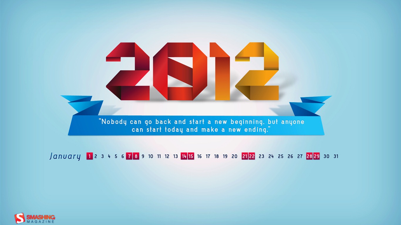 Январь 2012 Календарь Обои #12 - 1366x768