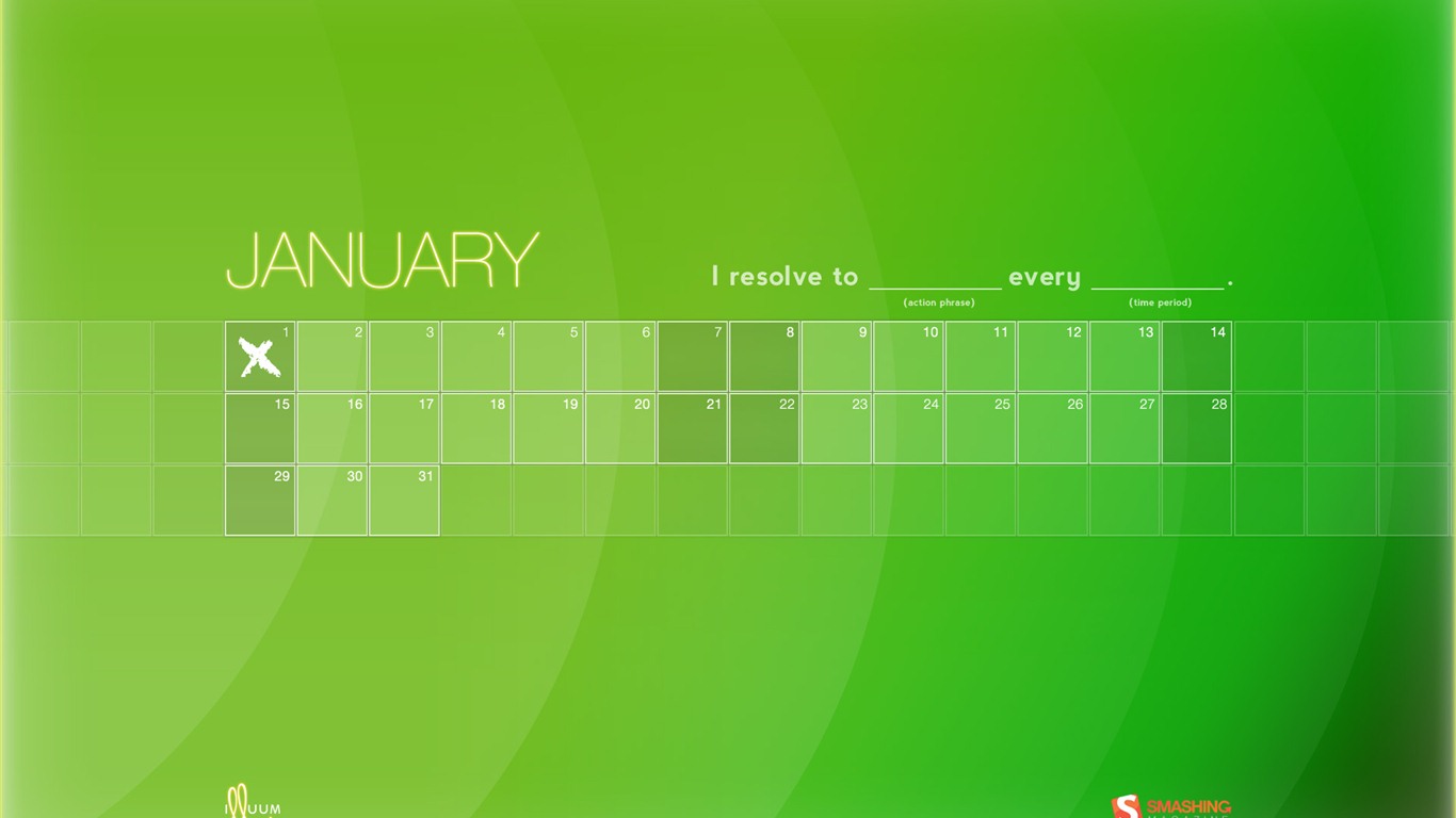 Январь 2012 Календарь Обои #14 - 1366x768