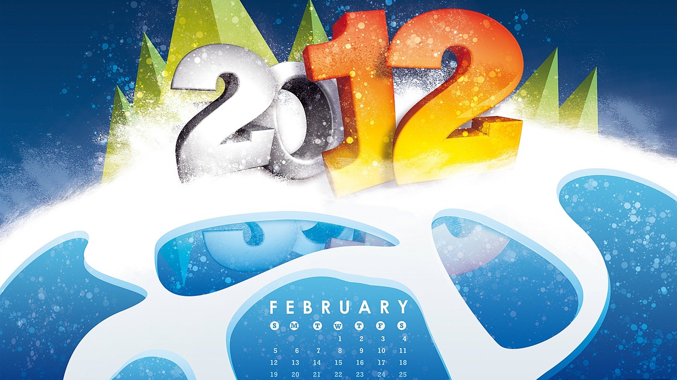 2012년 2월 달력 월페이퍼 (2) #1 - 1366x768