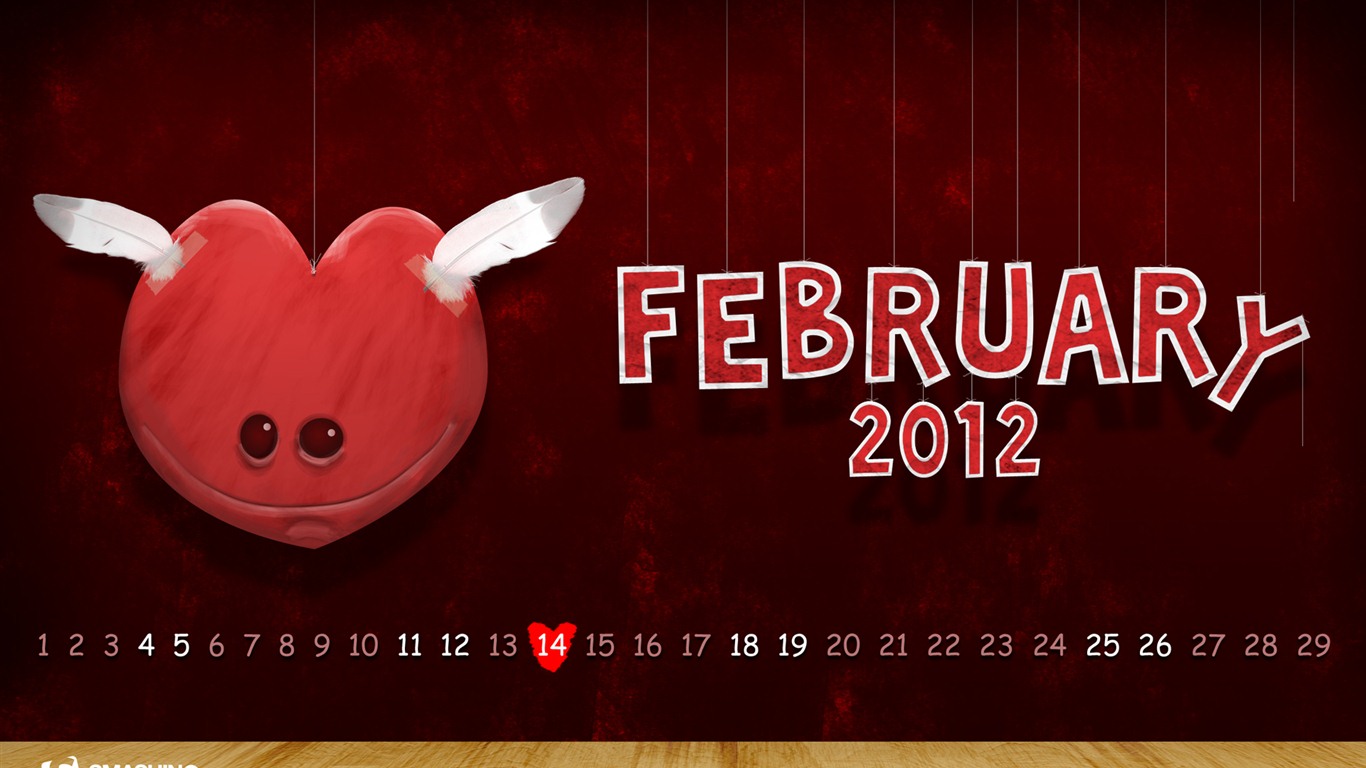 Februar 2012 Kalender Wallpaper (2) #2 - 1366x768