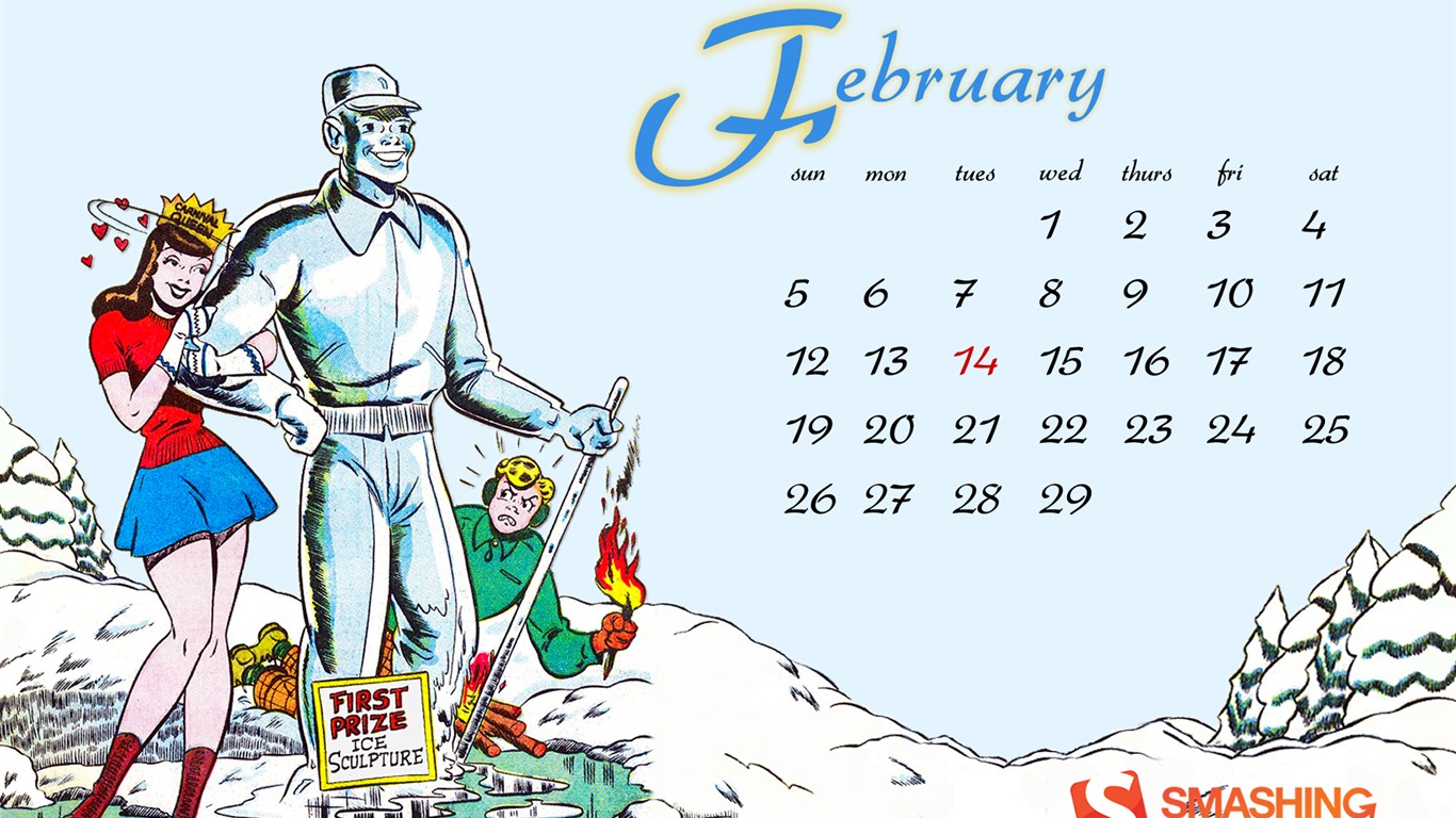 Februar 2012 Kalender Wallpaper (2) #6 - 1366x768