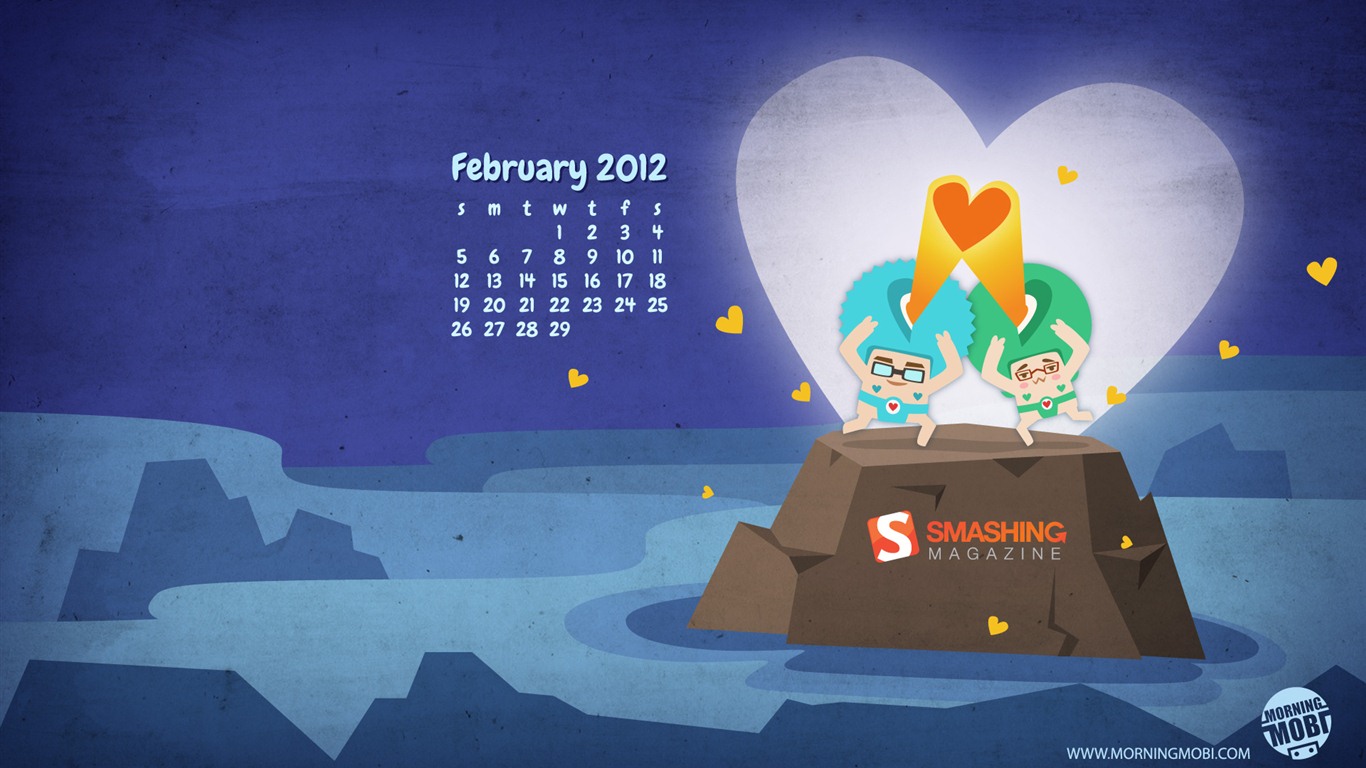 Februar 2012 Kalender Wallpaper (2) #11 - 1366x768