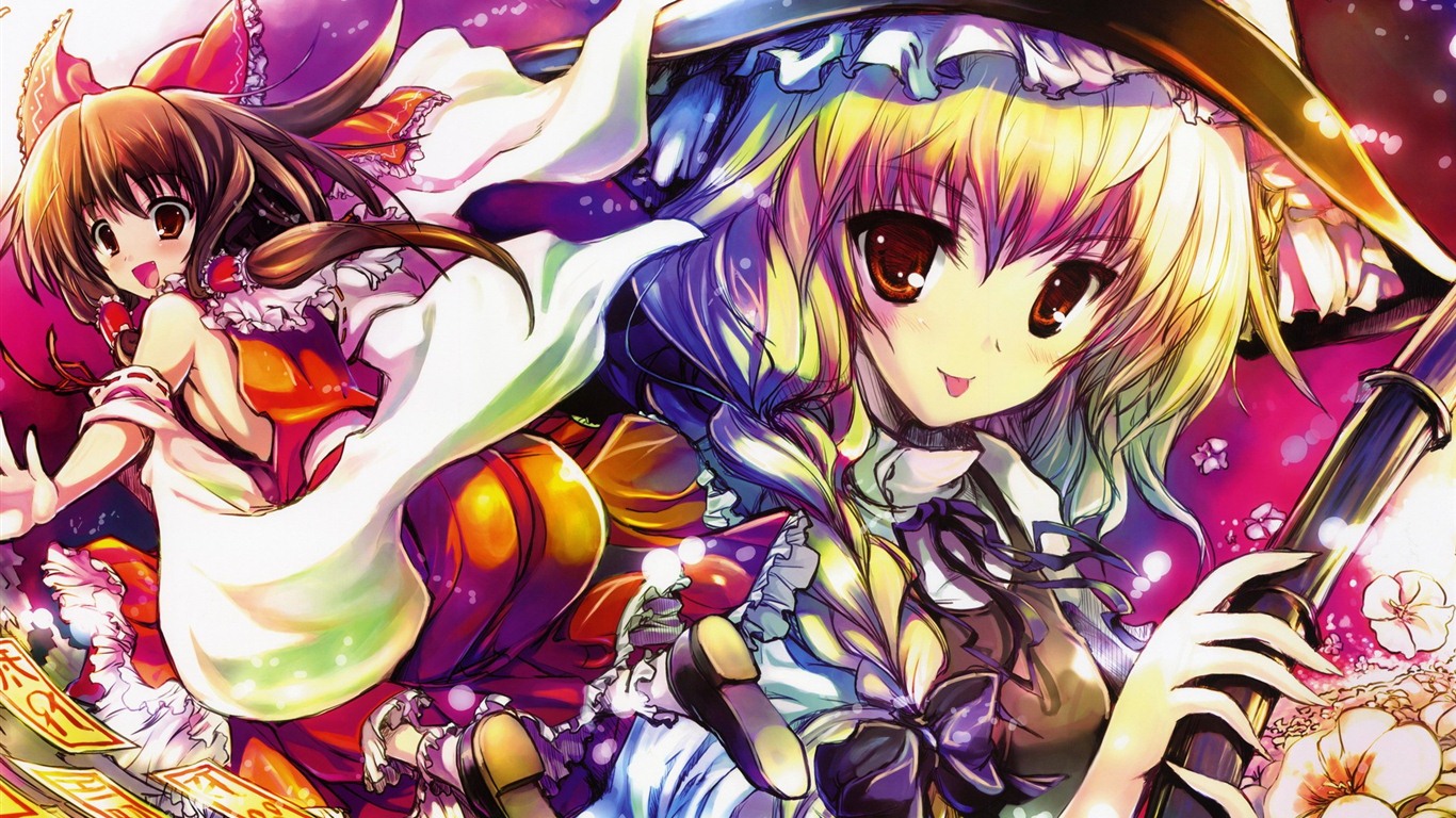 Touhou Project caricature HD wallpapers #12 - 1366x768