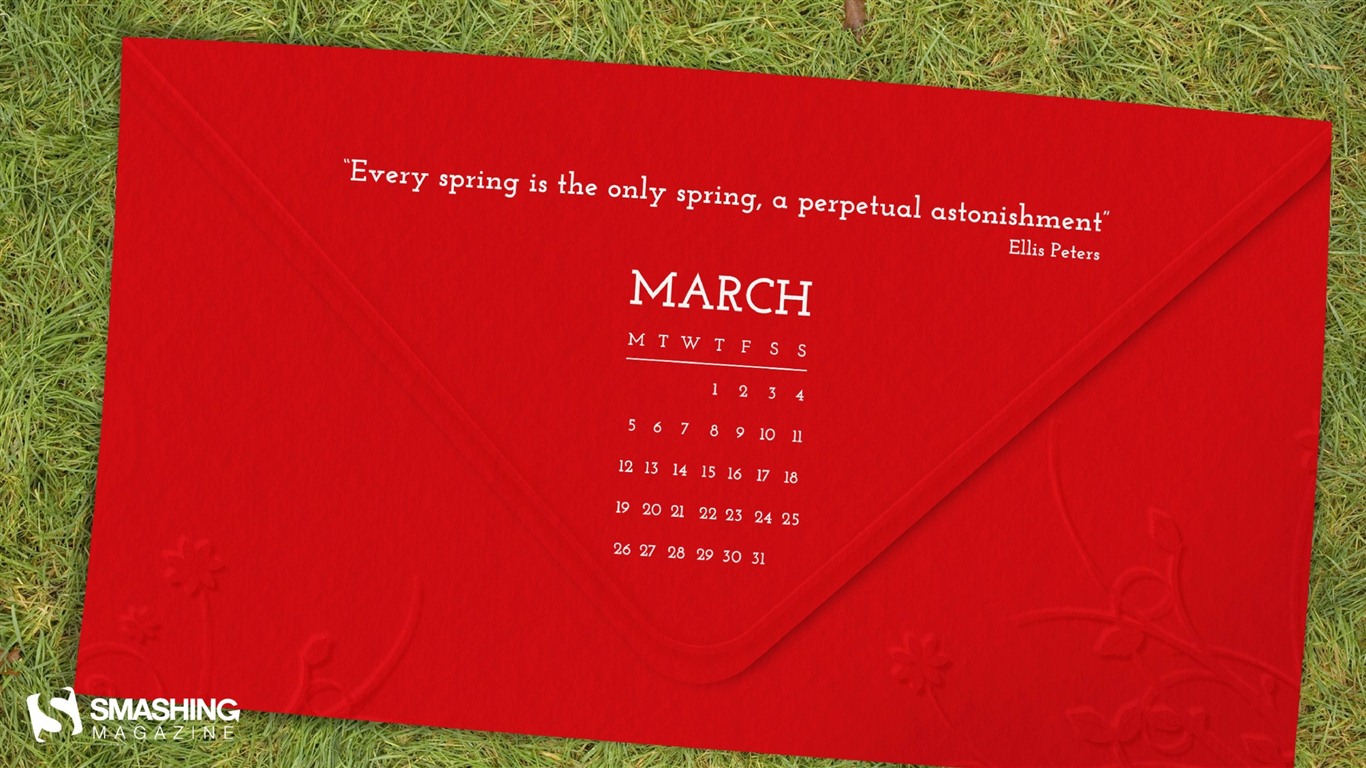 Март 2012 Календарь обои #16 - 1366x768