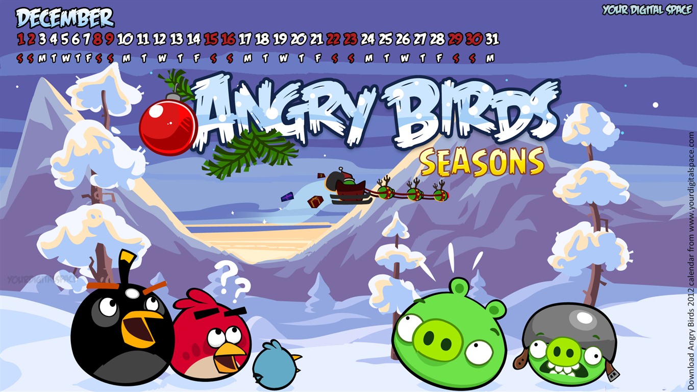 Angry Birds 2012 calendario fondos de escritorio #1 - 1366x768