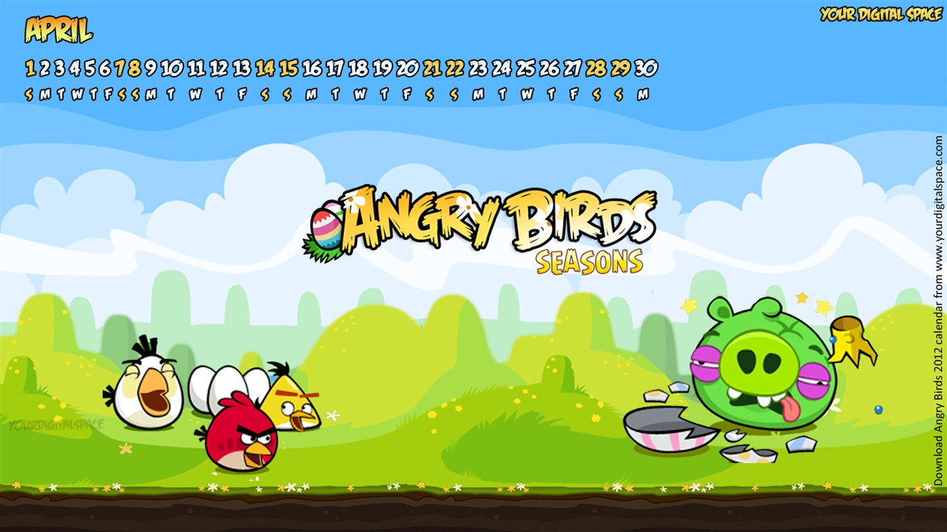 Angry Birds 愤怒的小鸟 2012年年历壁纸2 - 1366x768