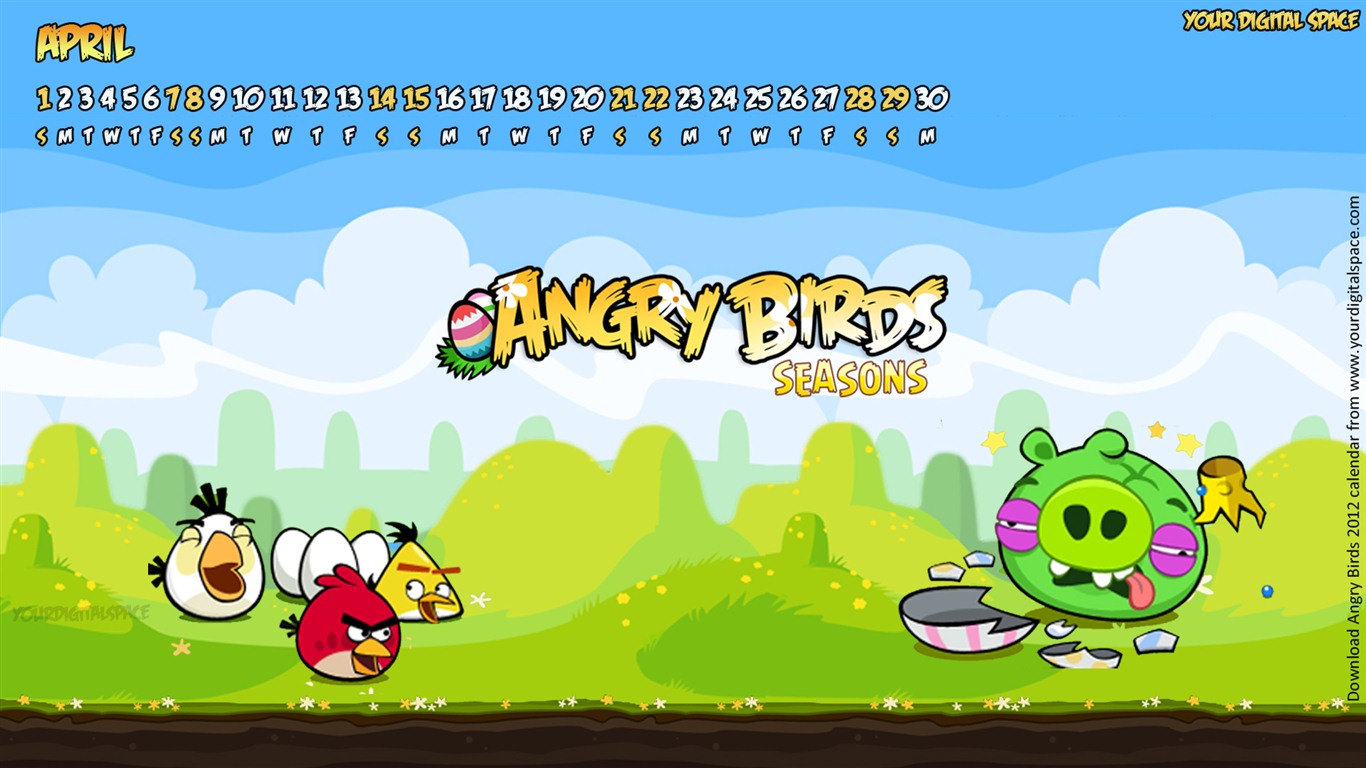 Angry Birds 2012 Kalendář tapeta #2 - 1366x768