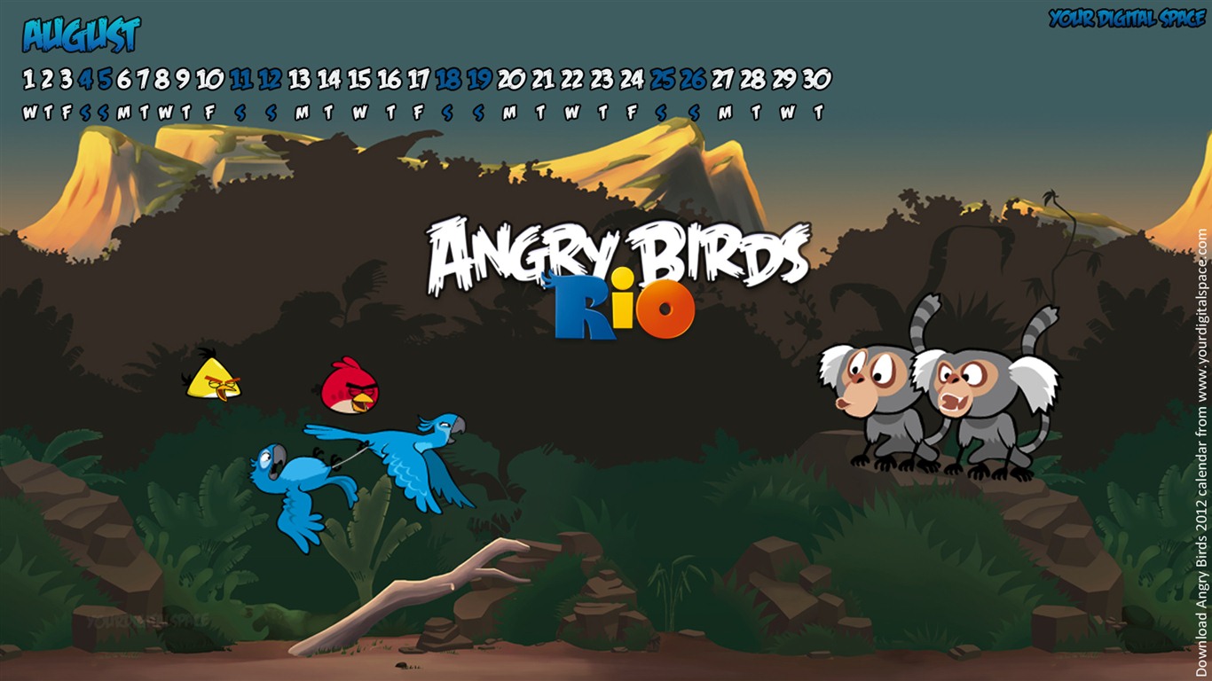 Angry Birds 愤怒的小鸟 2012年年历壁纸3 - 1366x768