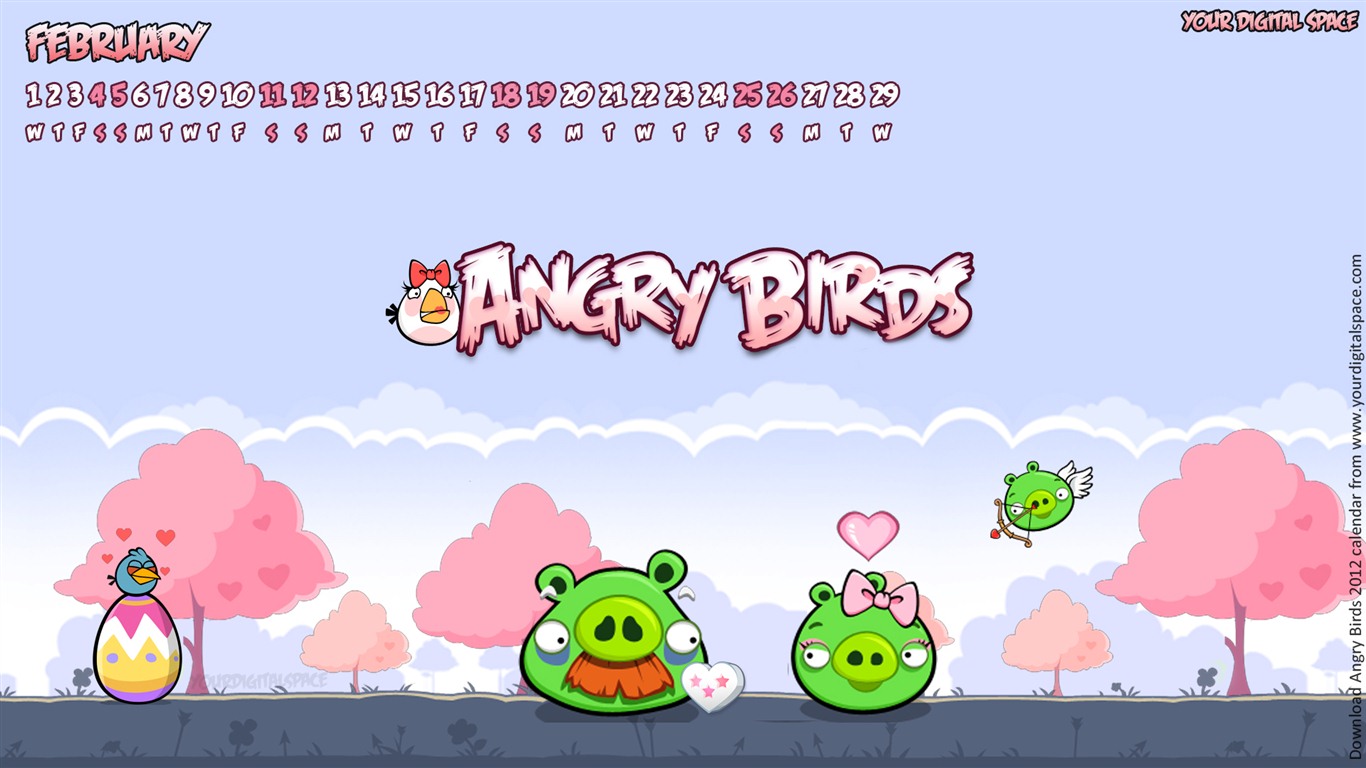 Angry Birds 2012 calendario fondos de escritorio #4 - 1366x768