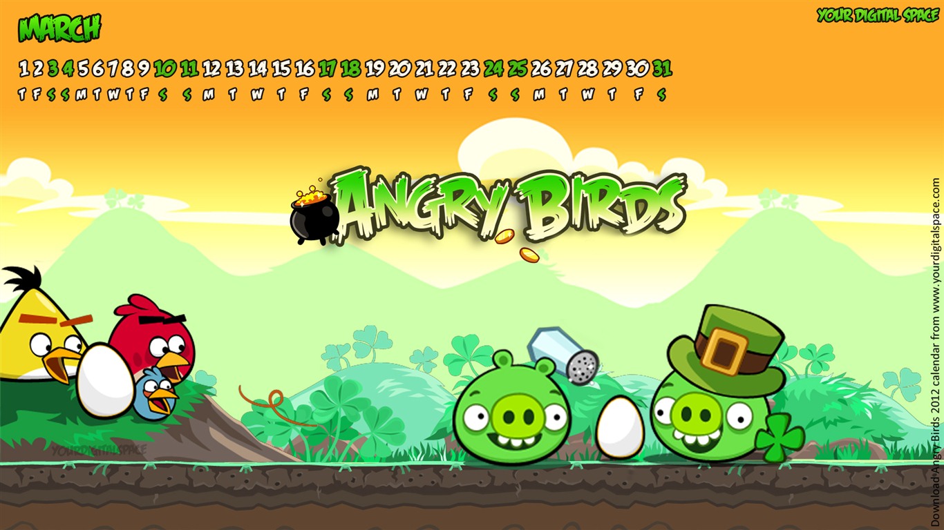 Angry Birds 愤怒的小鸟 2012年年历壁纸8 - 1366x768