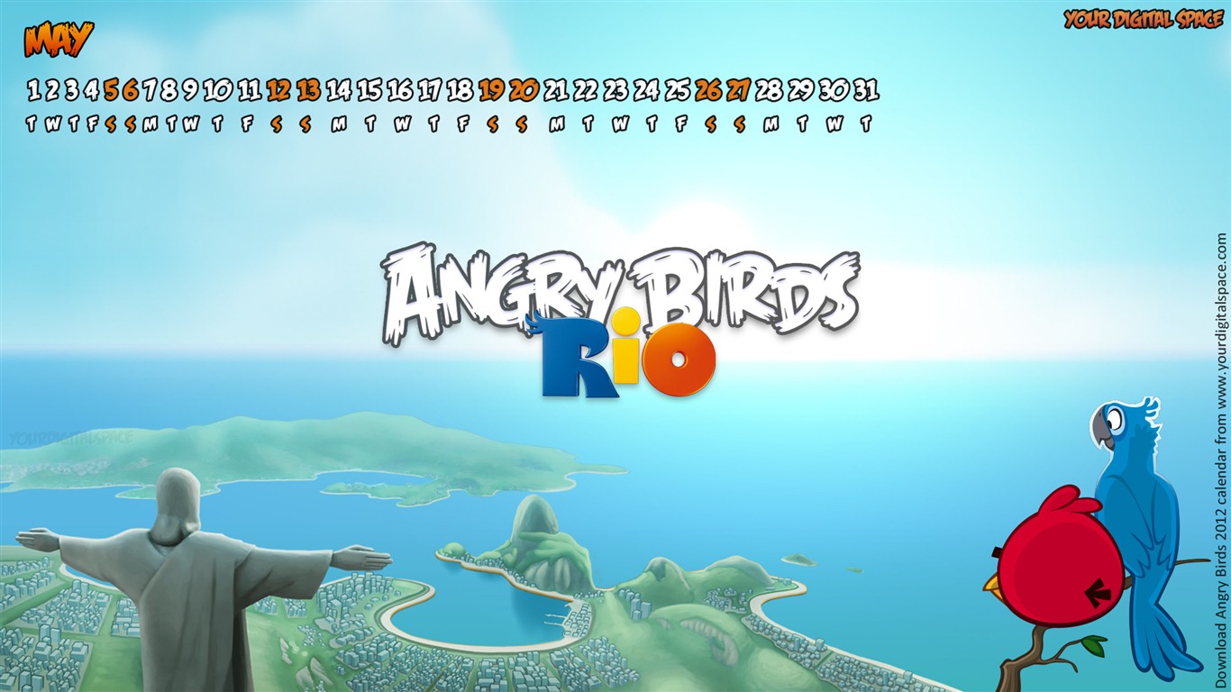 Angry Birds 愤怒的小鸟 2012年年历壁纸9 - 1366x768