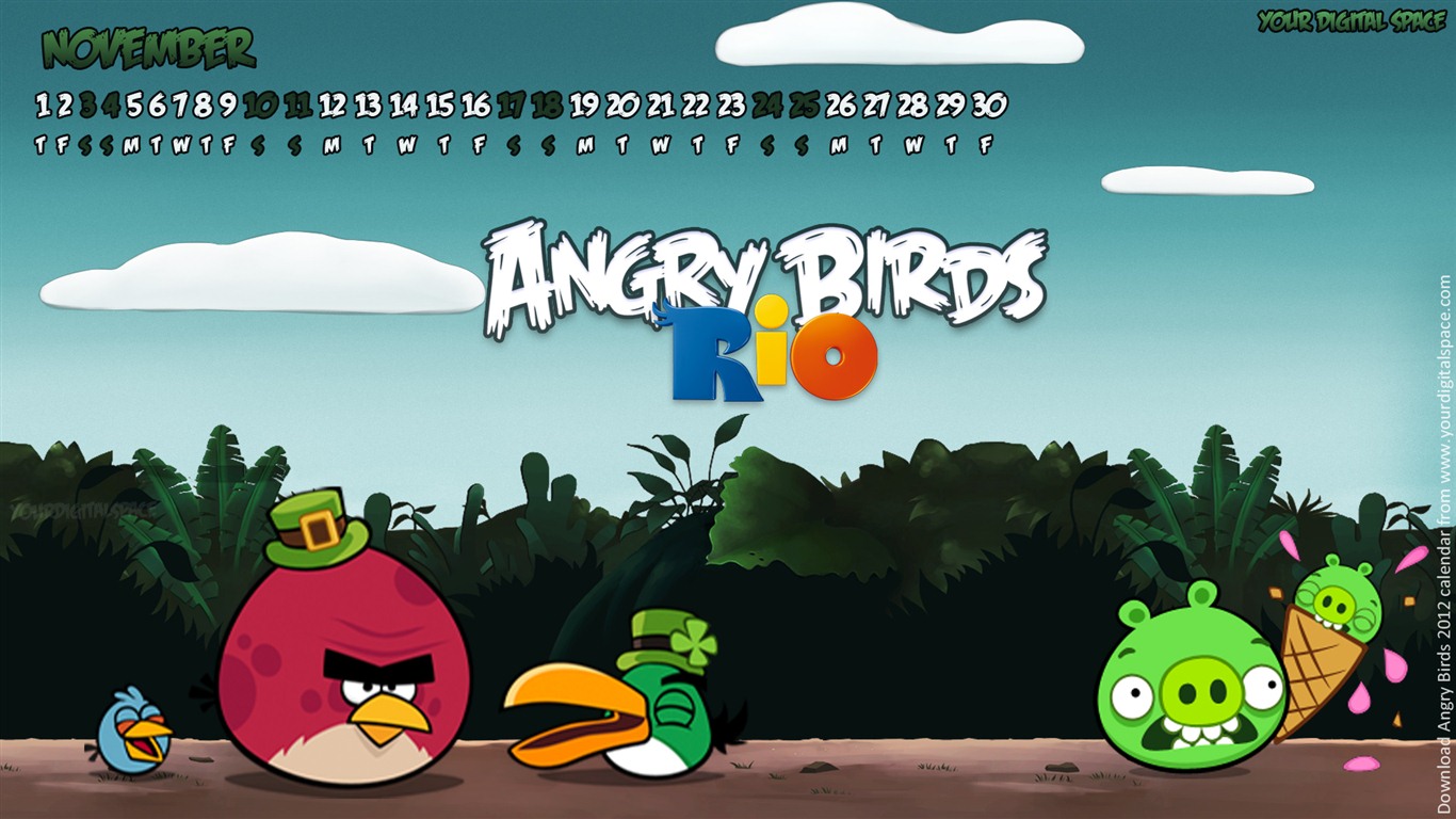 Angry Birds 2012 calendario fondos de escritorio #10 - 1366x768