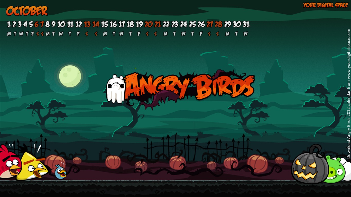 Angry Birds 愤怒的小鸟 2012年年历壁纸11 - 1366x768