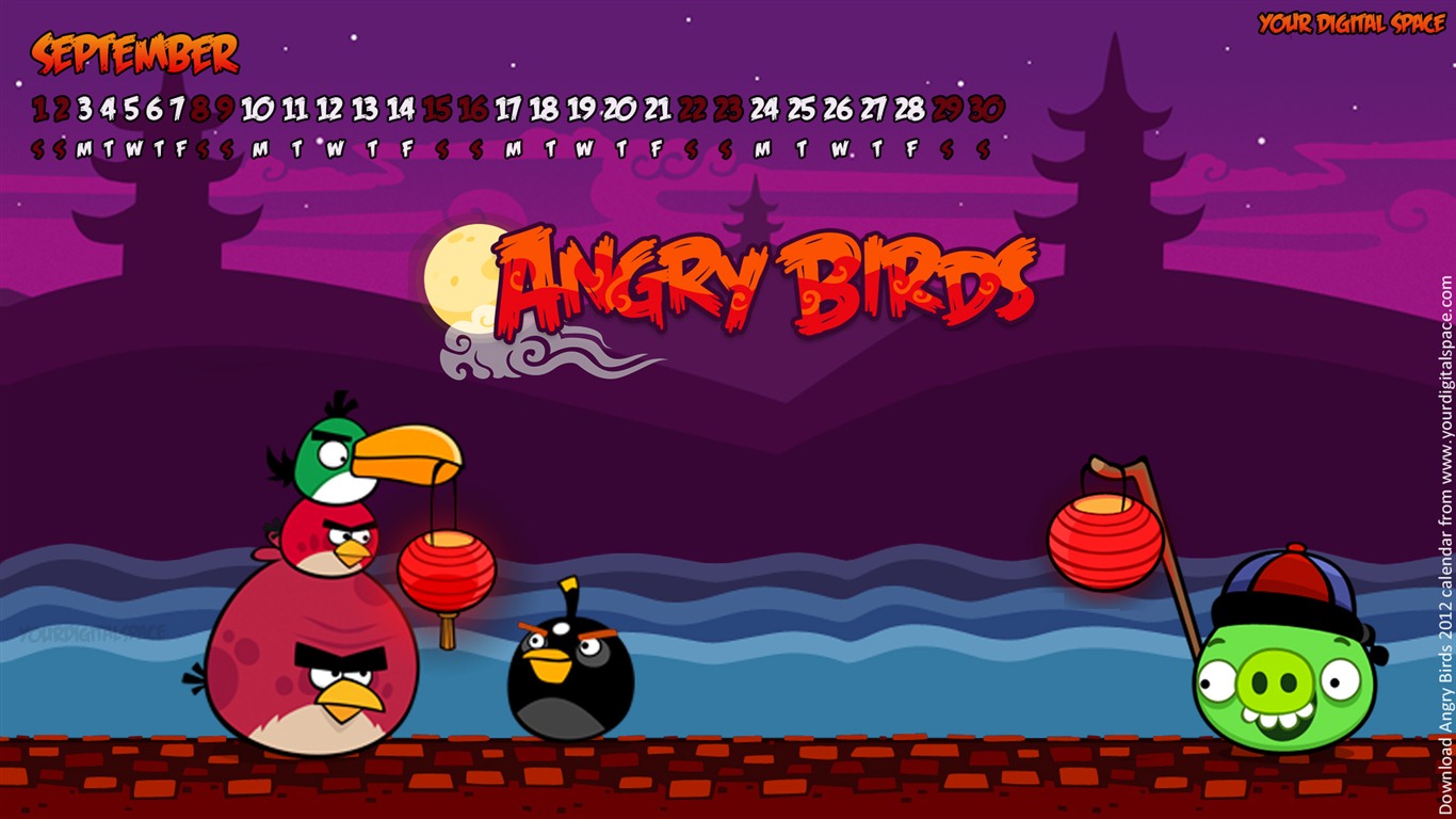 Angry Birds 2012 calendario fondos de escritorio #12 - 1366x768