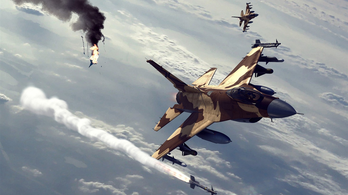 Military fighter HD widescreen wallpapers #4 - 1366x768
