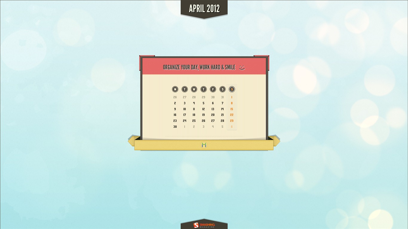 April 2012 Kalender Wallpaper (2) #5 - 1366x768