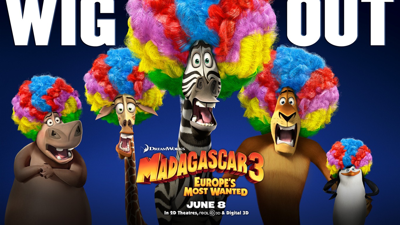 Madagascar 3: Europe's Most Wanted 马达加斯加3：欧洲大围捕 高清壁纸1 - 1366x768