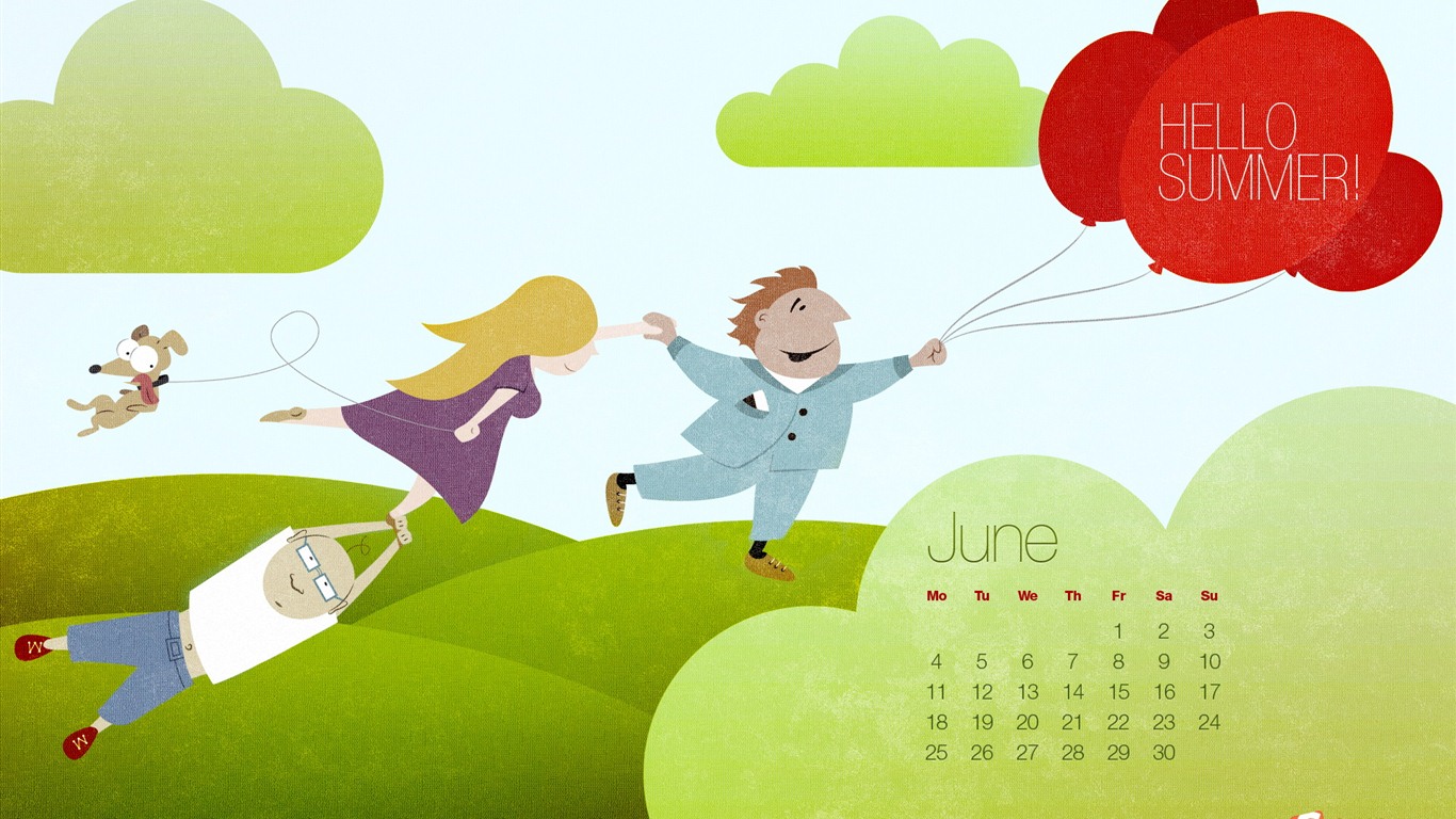 Juni 2012 Kalender Wallpapers (2) #2 - 1366x768