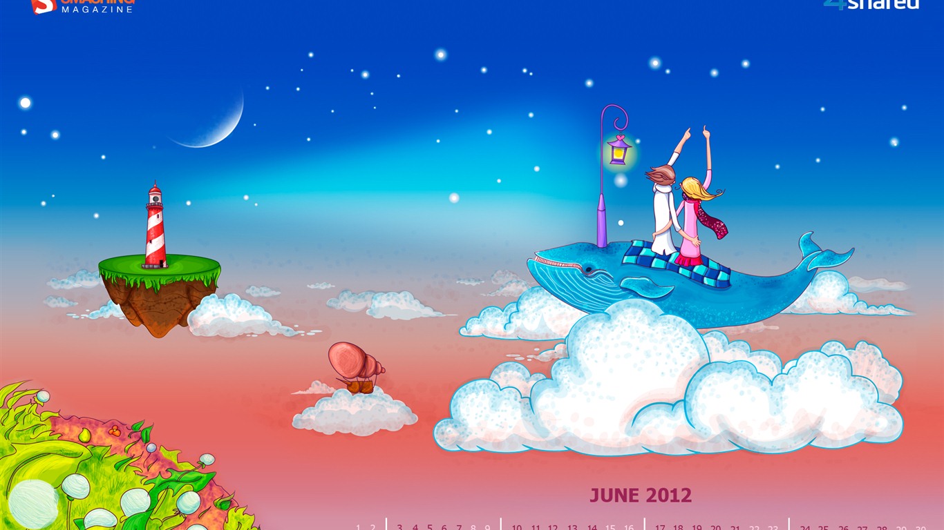 Июнь 2012 Календарь обои (2) #5 - 1366x768